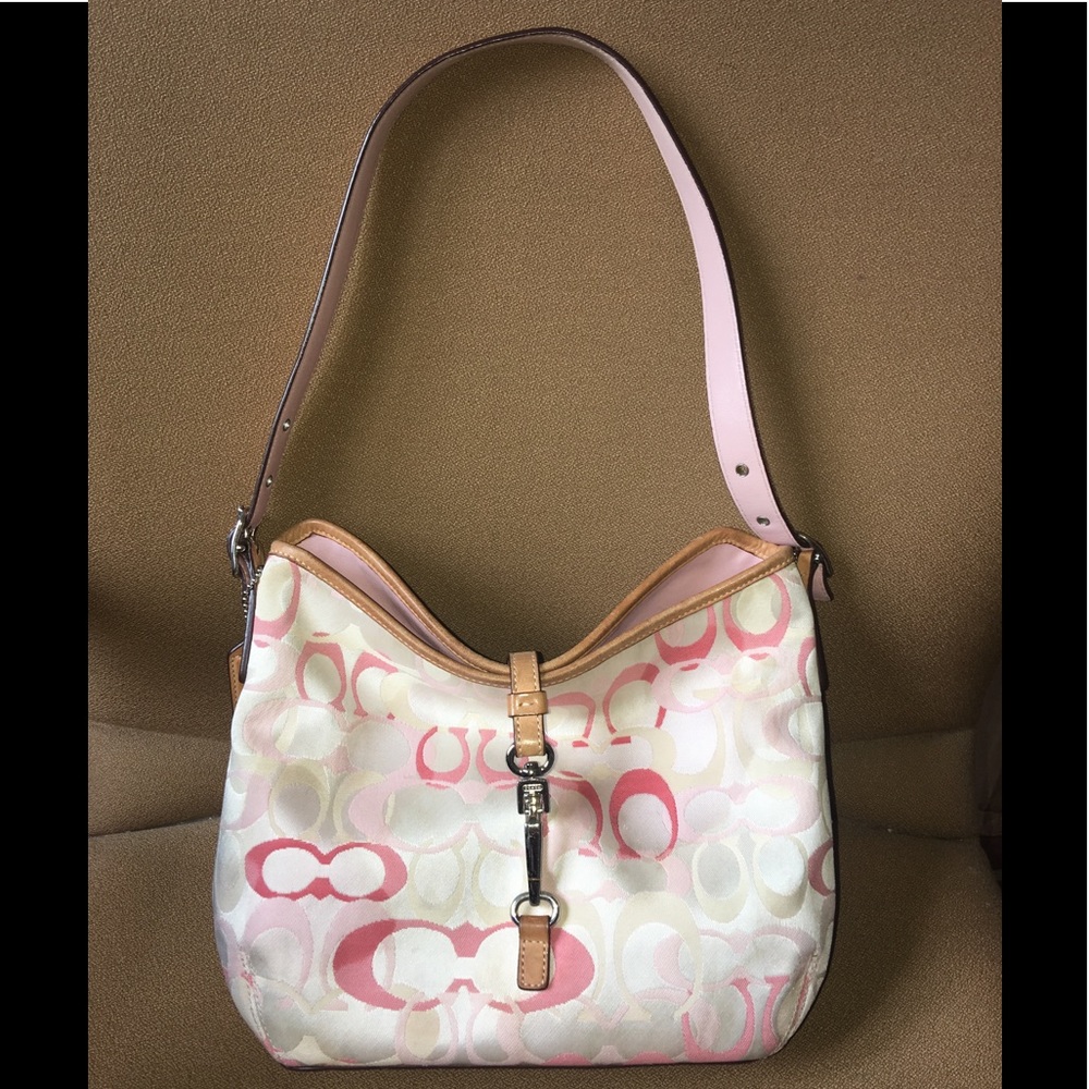 COACH Hampton Hobo Handbag Signature C Pink